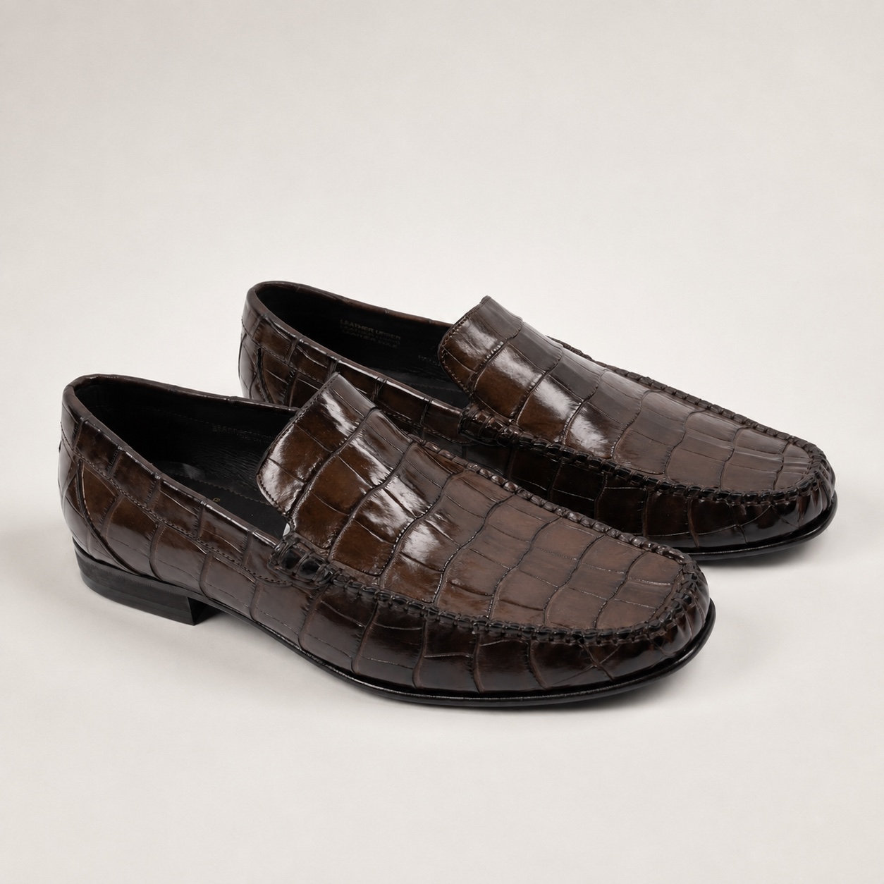 Dark Brown Crocodile Loafers – Leather Sole