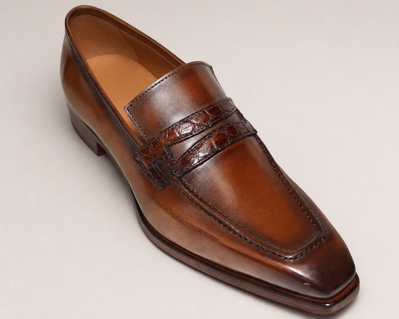 Hand-Painted Alligator & Cowhide Penny Loafers