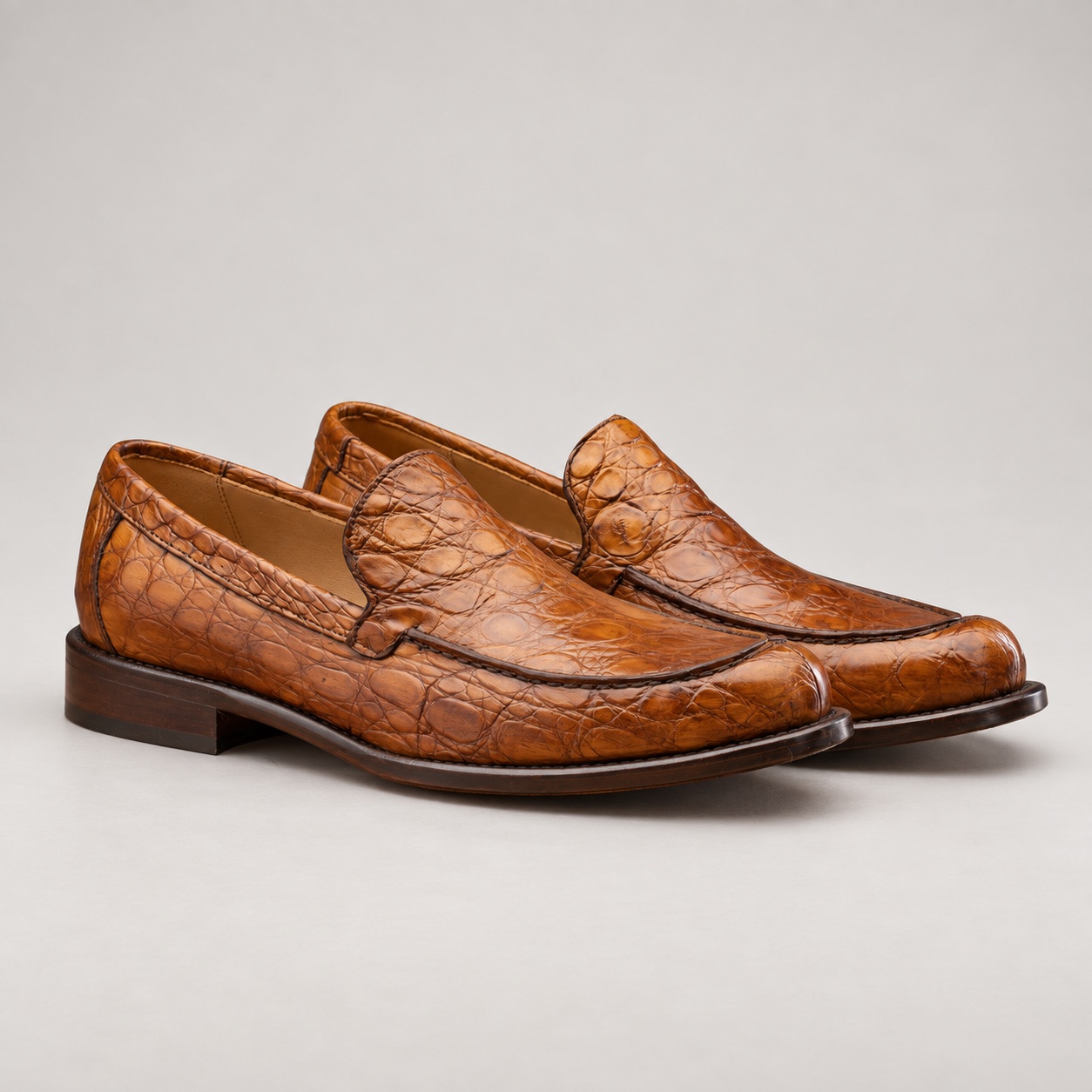 Mahogany Alligator Slip-On Loafers