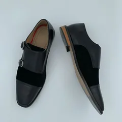 Black Leather & Suede Double Monk Strap Loafers image 4