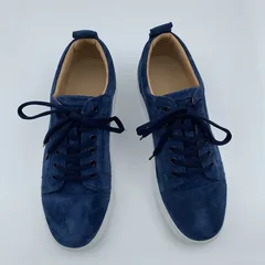 Navy Suede Trainers with White Sole image 6