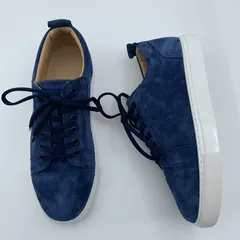 Navy Suede Trainers with White Sole image 5