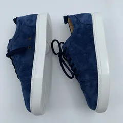 Navy Suede Trainers with White Sole image 2