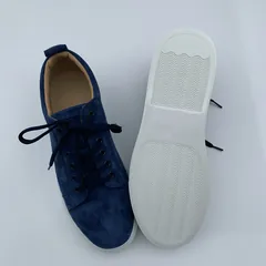 Navy Suede Trainers with White Sole image 3