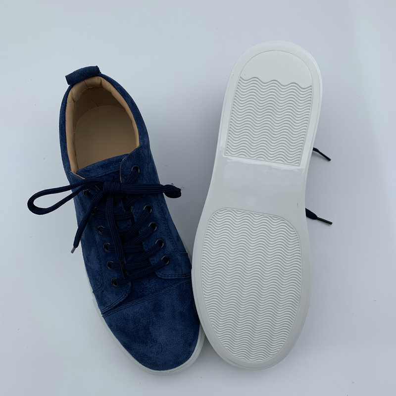 Navy Suede Trainers with White Sole image 3