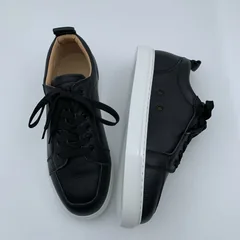 Black Leather White Sole Trainers image 3