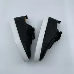 Black Leather White Sole Trainers image 4