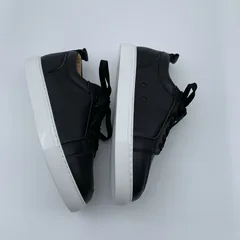 Black Leather White Sole Trainers image 6