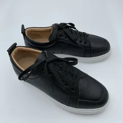 Black Leather White Sole Trainers image 7