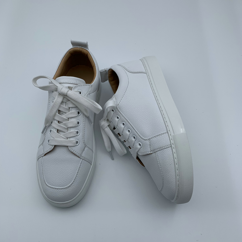 White Leather Trainers image 6