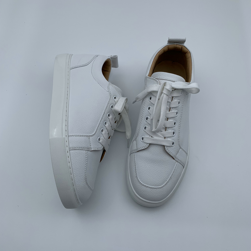 White Leather Trainers image 8