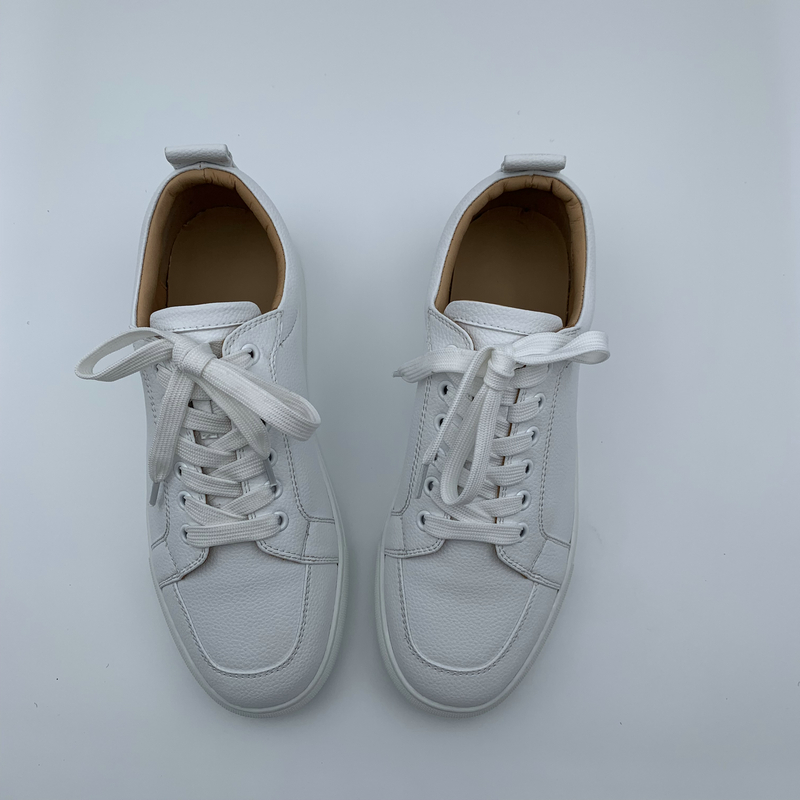 White Leather Trainers image 3