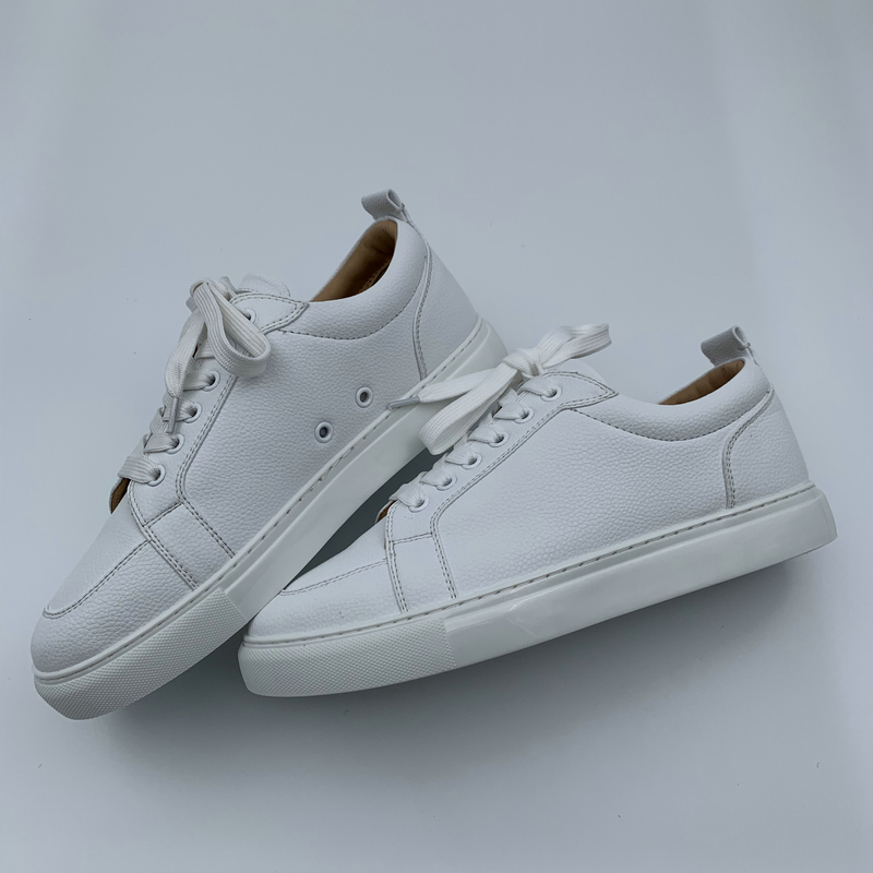 White Leather Trainers image 4