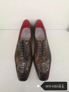 Python Pattern Fashion Pointed Leather Shoes image 1