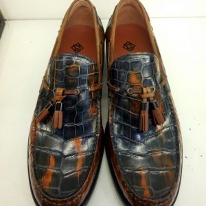 Hand Made Men Alligator Skin Leather Loafers