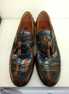 Hand Made Men Alligator Skin Leather Loafers image 1