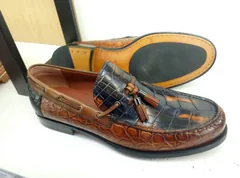 Hand Made Men Alligator Skin Leather Loafers image 2