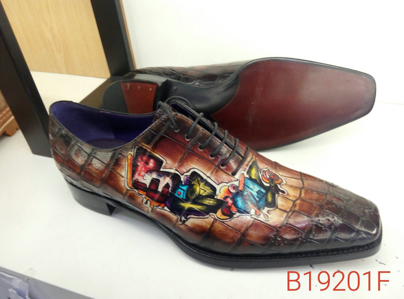 Luxury Painted Men Alligator Handmade Shoes