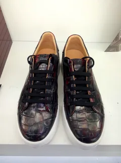 Alligator Skin Lace Up Sneaker Shoes Burgundy image 6