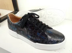 Alligator Skin Lace Up Sneaker Shoes Black image 5