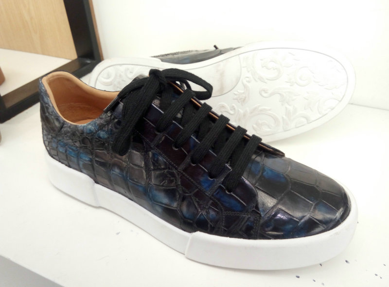 Alligator Skin Lace Up Sneaker Shoes Black image 5