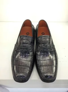 Alligator Leather Slip-On Leather Lined Loafer Black image 7
