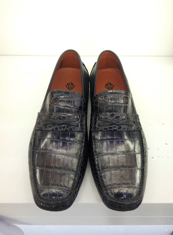 Alligator Leather Slip-On Leather Lined Loafer Black image 7