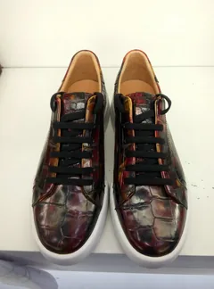 Alligator Skin Lace Up Sneaker Shoes Brown image 6