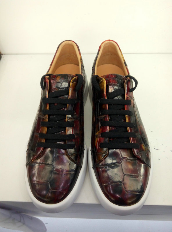 Alligator Skin Lace Up Sneaker Shoes Brown image 6