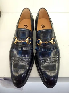 Alligator Bit Slip on Loafers Slip-on Shoes Dark Blue image 13