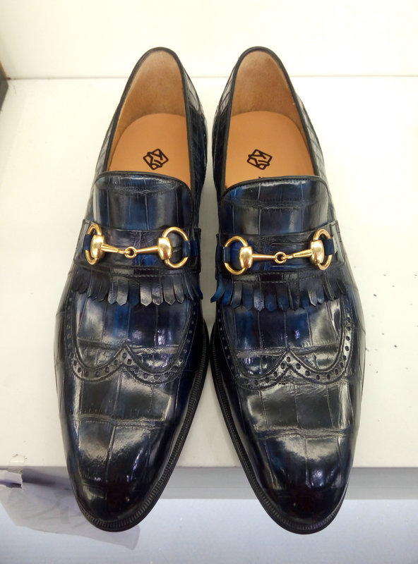 Alligator Bit Slip on Loafers Slip-on Shoes Dark Blue image 13