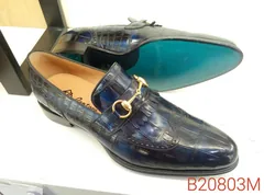 Alligator Bit Slip on Loafers Slip-on Shoes Dark Blue image 12