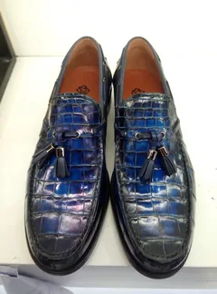 Alligator Skin Casual Slip On Shoes Blue image 6