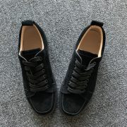 Black Suede Leather Trainer Flats Shoes
