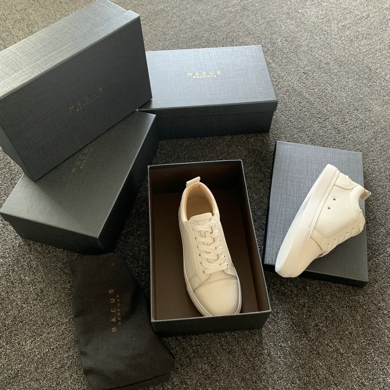 White Leather Mesh Panel Trainers