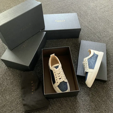 White Leather Fabric Trainers