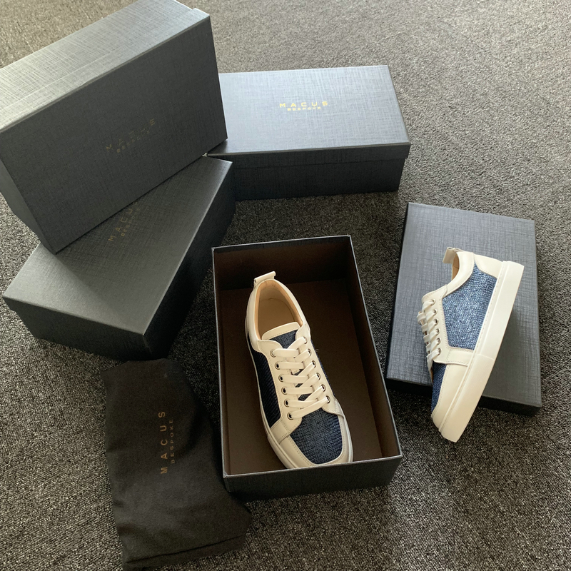 White Leather Fabric Trainers
