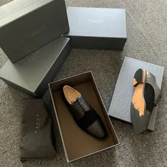 Black Leather Suede Panel Loafers image 2