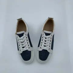 White Leather Fabric Trainers image 3