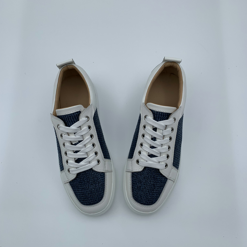 White Leather Fabric Trainers image 3