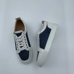 White Leather Fabric Trainers image 4