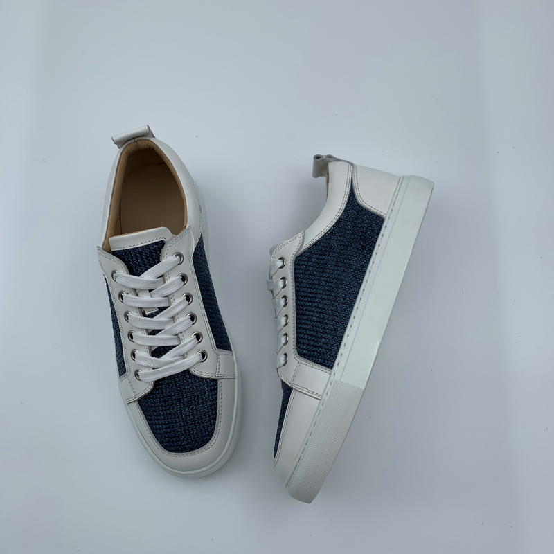 White Leather Fabric Trainers image 4