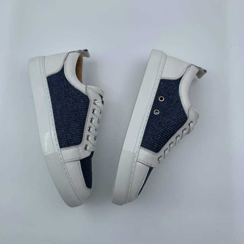 White Leather Fabric Trainers image 6