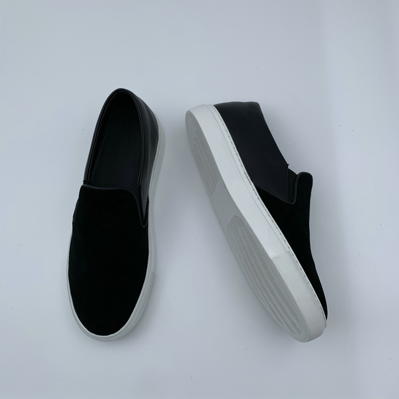 Black Suede & Leather Panel Casual Shoes image 3