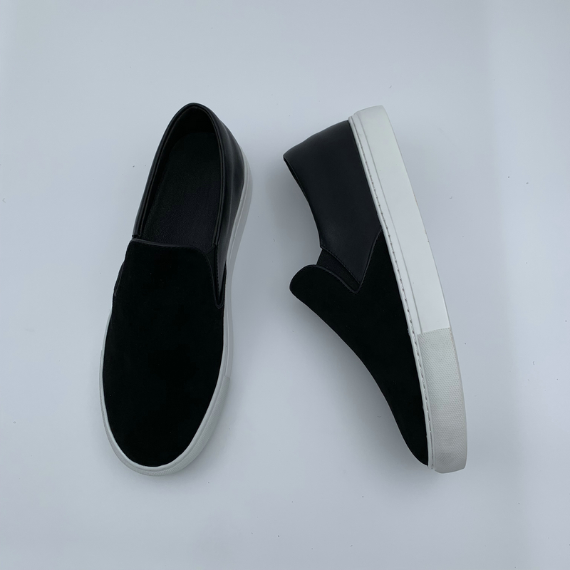 Black Suede & Leather Panel Casual Shoes image 4
