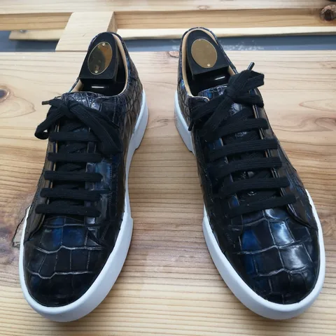 Alligator Skin Lace Up Sneaker Shoes Black