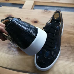 Alligator Skin Lace Up Sneaker Shoes Black image 4