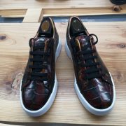 Alligator Skin Lace Up Sneaker Shoes Brown