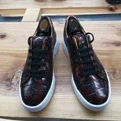 Alligator Skin Lace Up Sneaker Shoes Brown image 1