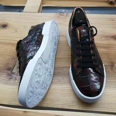 Alligator Skin Lace Up Sneaker Shoes Brown image 2